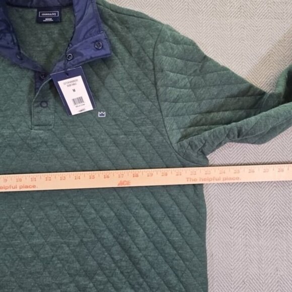 Crown & Ivy Quilted Snap Neck Pullover Top Men's Large Blue Stand-Up Collar NWT - Picture 7 of 13